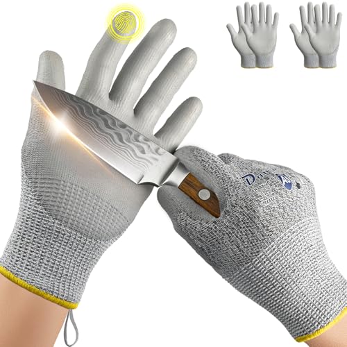 Dowellife Cut Resistant Work Gloves for Men & Women - ANSI A5 & EN388 Level 4, Breathable PU Coated, Grey Non-Marking - for Gardening, Fishing, Automotive, Construction, Wood Carving (Small, Grey) - size: Small (Pack of 2)