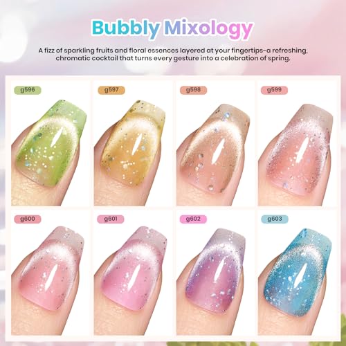 Beetles Bubbly Mixology Cat Eye Gel Nail Polish Set, 8 Colors Pastel Gel - color: 0-0-0-Bubbly Mixology