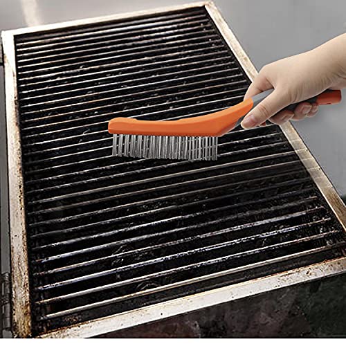 MAXMAN Wire Brush 2Pcs, 10" Stainless & Carbon Steel Bristles, Rust Remover