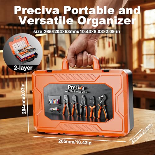 Preciva Crimping Tool for Insulated Terminals Wire Connectors, AWG20-10 Ratchet Crimper with Automatic Wire Stripper and 380 Pcs Insulated Terminals Connectors