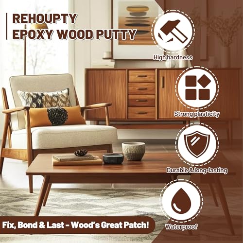 Woodon Epoxy Wood Putty Filler Kit, 32oz 2-Part Wood Putty Filler (White) - color: White
