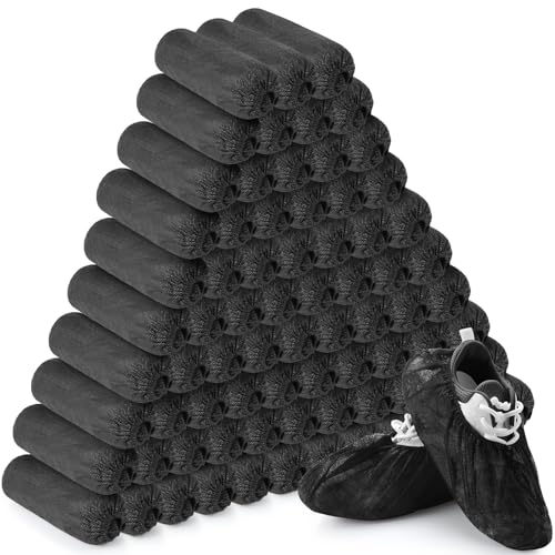 Vabean 1000 Pcs Disposable Shoe Cover Non Slip Dust Proof Boot Cover, Black - color: Black
