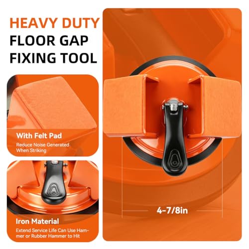 Floor Gap Fixer Tool,Heavy Duty 45° Striking Surface Floor Suction Cup Tool with Slot Cutter and Silicone Pad & Rubber Mallet for Repair Laminate Vinyl Hardwood Flooring - size: 45° Striking Surface