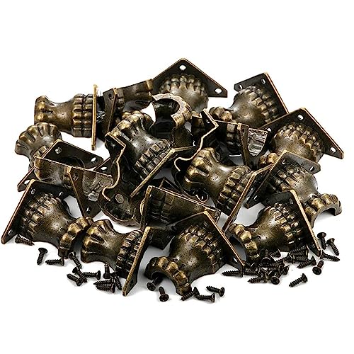 24 PCS Wood Jewelry Box Legs Feet for Antique Brass Treasure Storage Chest - color: Bronze(24pcs)