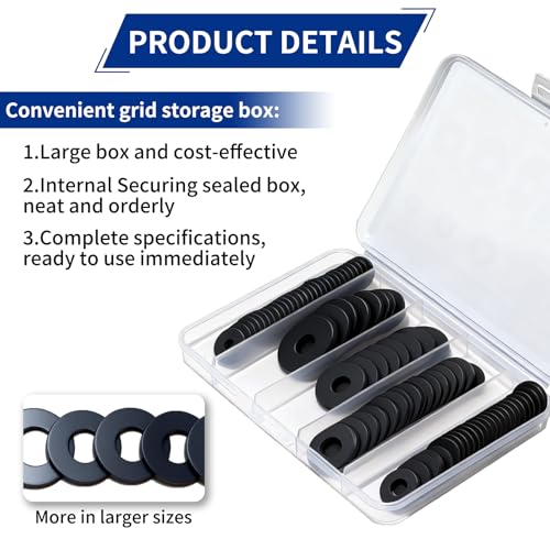 85Pcs Flat Rubber Washers Assortment Kit,16/18/20/25/30mm Black Washer,Vibration Absorbing Pads Sealing Rubber Washers for Faucets Garden Bolts Screws Hose Plumbing Shower Head- 5 Sizes