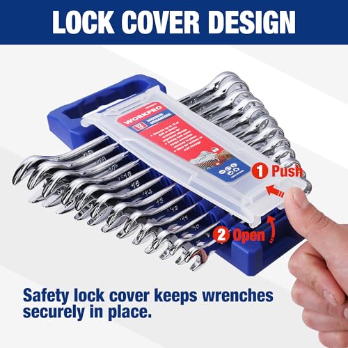 WORKPRO 2-Piece Wrench Organizer, 24-Slot Wrench Holder Set with Lock Cover - style: Plastic Wrench Organizer(2PC)