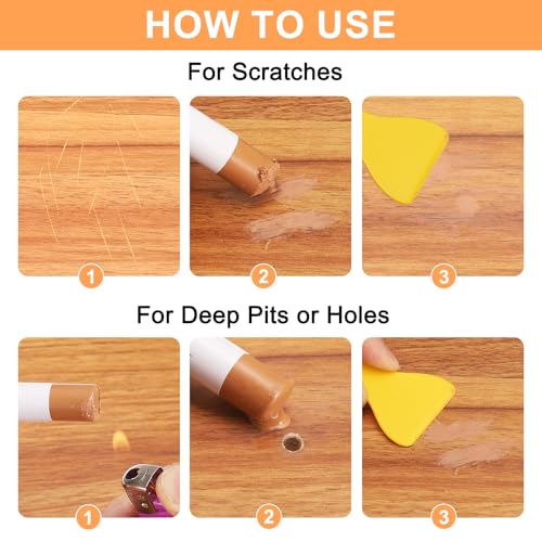 HARFINGTON 5pcs Wood Filler Sticks Wooden Wax Touch Up Furniture Repair Crayons for Scratch Hole Wood, Walnut B - color: Walnut B