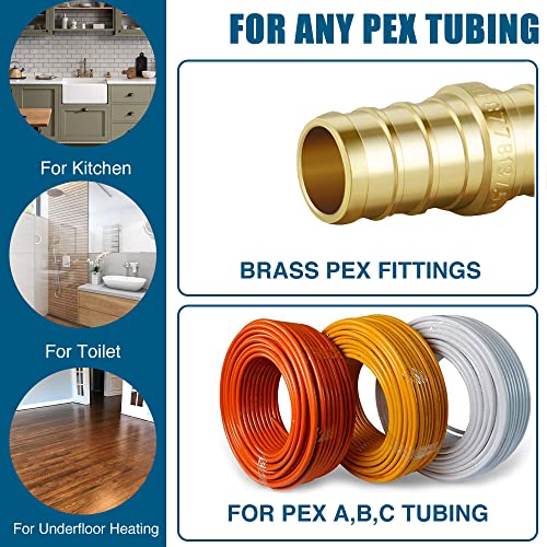 12PCS PEX Fitting Combo with 1/2'' Straight Coupling (4PCS), 1/2" 90 Degree Elbow (4PCS), 1/2" PEX Tees(4PCS), Brass Barb Crimp Pipe Hose Fittings in Plumbing Jobs