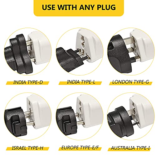 4 Pack Universal Adapter, Europe to US Plug Travel Adapters (White)