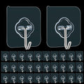 DKHDBD Adhesive Hooks 32 Pack 33lb Transparent Reusable Removable