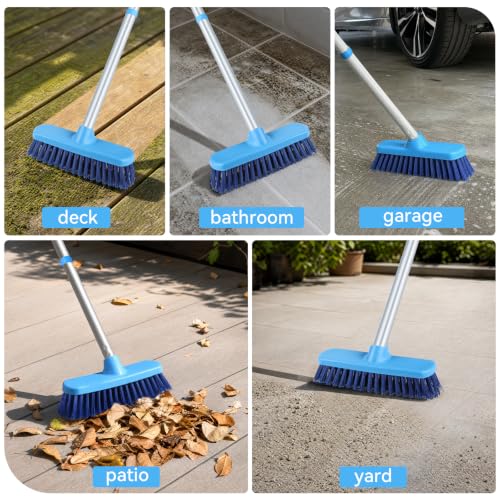 YONILL Deck Scrub Brush with Long Handle for Indoor and Outdoor Cleaning