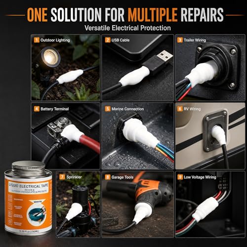 5.29 oz Liquid Electrical Tape Quick-Drying Insulating Glue with Brush Cap - Quick-Dry Waterproof Sealant for Wires, Cables, Connectors, Outdoor & Automotive Electrical Equipment (White) - color: White