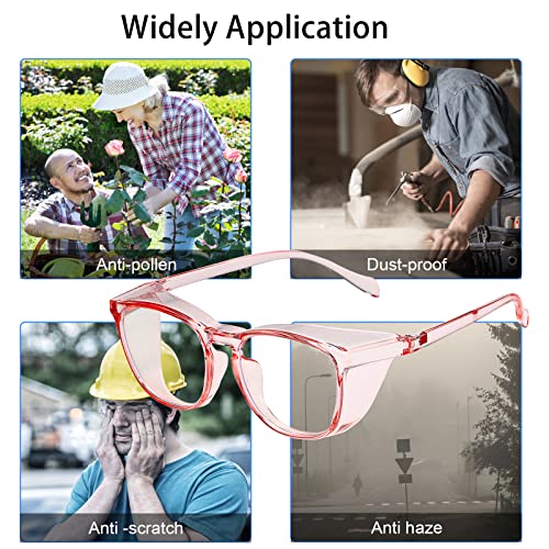 Safety Glasses for Men Women Nurses Anti Fog Stylish Fashion Comfortable Goggles with Side Shields Eye Protection for Adult - color: Light Pink