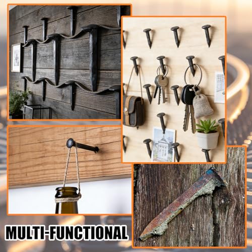 10PCS Railroad Spikes, 4.72 Inches Carbon Steel Railroad Spike, Heavy Duty Rustic Utility Hooks with Rust for Railroad Ties,Tent Stakes, DIY Metal Projects, Industrial Decor