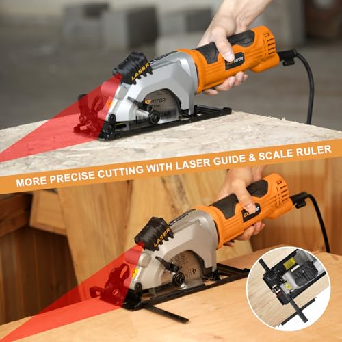4.8A Power Circular Saw Corded,4000RPM Laser Guide 45° Max Angle - style: Corded circular saw