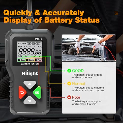 Nilight Car Battery Tester 6V/12V/24V Accurate Digital Auto Analyzer - color: 6-24v Battery Tester