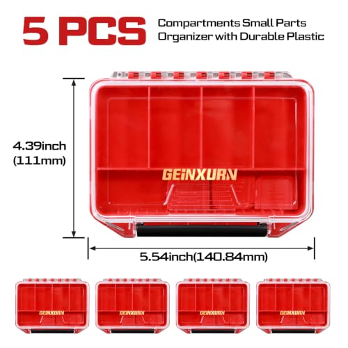 Geinxurn IPX4 Waterproof Small Storage Parts Organizer, Small Parts Case with Removable Dividers, Screwdriver Bit Set Box(5 Boxes) - size: 5pcs Box