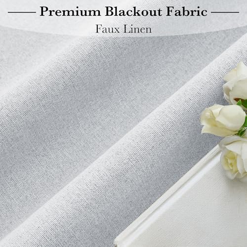 RYB HOME 100% Blackout Classroom Door Window Cover, Sidelight Curtains - color: Greyish White, size: 12"W x 40"L (Pack of 1)