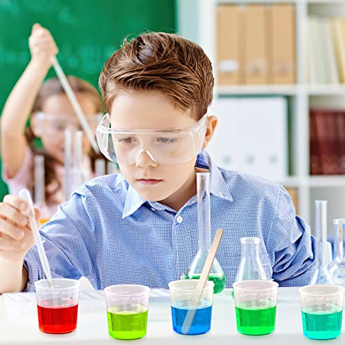 100 Pack 30ml/1oz Transparent Measuring Cups Reusable Clear Plastic Graduated Epoxy Mixing Cups with 100 Pack Wooden Stirring Sticks for Liquids Resin, Epoxy, Stain, Mixing Paint, School Labs - size: 30ml