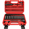 64-Piece 1/4" Drive Impact Socket Wrench Driver-Bits Set, Cr-V Metric&SAE Deep and Shallow Socket Set, S2 Power Bits with Quick-Release Ratchet Handle, Universal Joint, Bit Holder, Power Drill Adapter - style: 1/4" | 64-Piece Socket & Bit Set