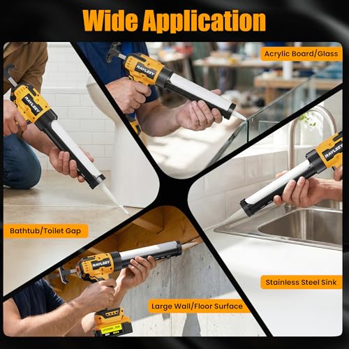 Electric Caulking Gun Compatible with Dewalt 20V Battery (without battery), Battery Powered Caulk Gun with 9pcs Caulk Remover Tool, 6 Adjustable Speeds, Dripless Silicone Gun for Filling, Sealing - color: For Dewalt 20v Battery