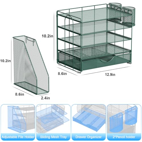gianotter 5-Tier Desk Organizer with Drawers and File Holders - color: Green, size: 5T