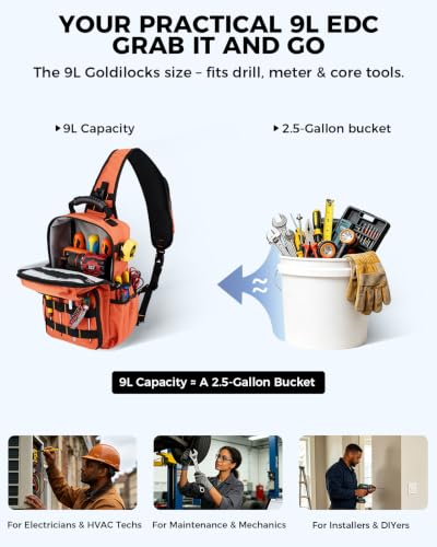 Electrician Tool Chest Bag, Tactical HVAC 3-Point Harness Orange - color: Orange