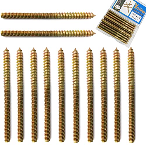 12 Pack 1/4-20 x 3-1/2 Inch Hanger Bolts 1/4-20" Double Headed Bolts 1/4 Wood Dowel Screw Self-Tapping Screw Hanger Bolts for Furniture Double Head Threaded Rods Bolt 90mm Length - size: 1/4-20"x3-1/2"-12PCS
