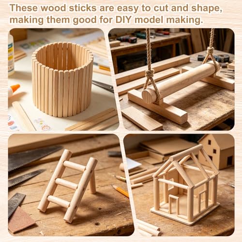 MECCANIXITY Wooden Dowel Rods,(7mm) 1/4 x 6 Inch Round Wooden Rod Unfinished Solid Wood Sticks Crafts Wand for Arts Decoration, Craft and DIY Projects Wand,Pack of 10 - size: (7mm)1/4 x 6 Inch