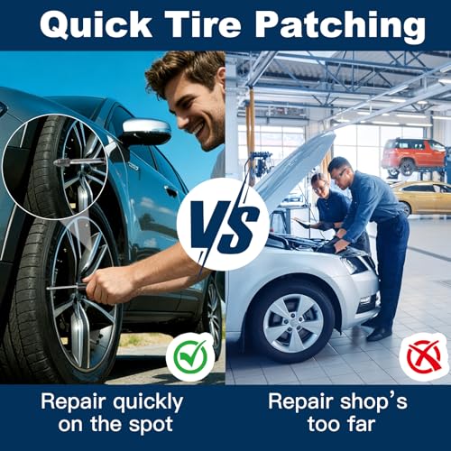 60PCS Tire Repair Rubber Nail Tire Plugs Kit with Screwdriver