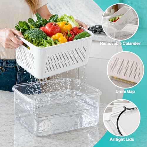 4 Pack Fruit Storage Containers for Fridge Set, BPA Free Produce Containers - size: 4PCS