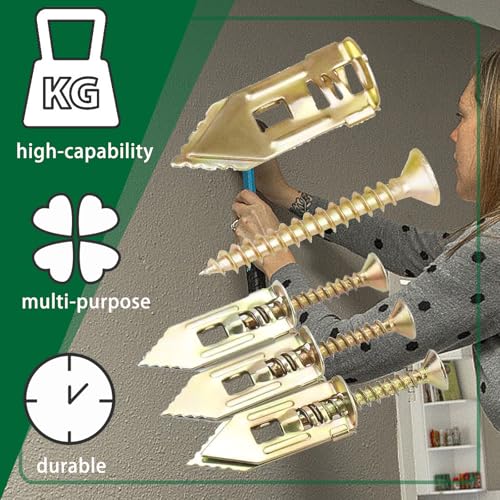 200Pcs Self Drilling Drywall Anchors with Screws Kit, 2025 Upgraded (0.47X1.18inch) Zinc Plated Steel Wall Anchors and Self Tapping Screws No Drill or Holes in Wall - color: 0.47"x1.18 "-200PCS