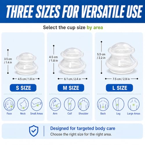 ELERA Cupping Kit for Massage Therapy – Silicone Cupping Therapy Set with 3 Massage Cups (S/M/L), Ideal for Cellulite, Relaxation & Daily Self-Care - style: 3 Cups (L M S size)