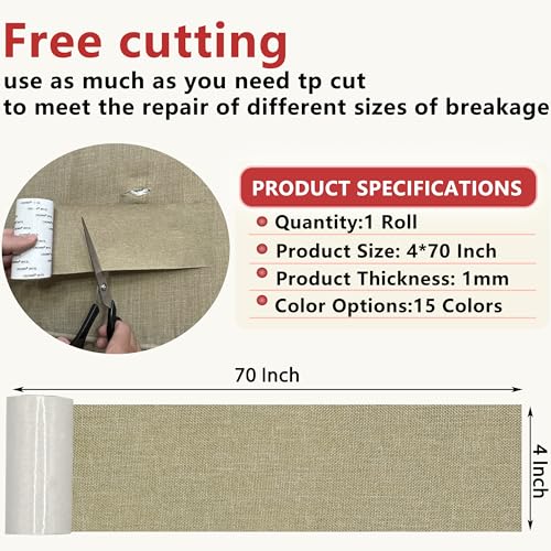 Gheeidau Linen Repair Tape 4x70 Inch Self-Adhesive Couch Patch Repair Fabric Patch for Furniture,Sofas,Cushion,Chairs,Bags,Linen Goods(Beige) - color: Beige