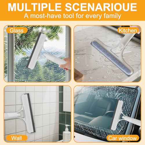 3-in-1 Spray Window Squeegee with Scraper and 2 Cotton Pads, Blue - color: Pro-blue