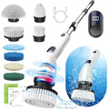 TUYU Electric Spin Scrubber,8 Replaceable Brush Heads for Home - color: Grey White