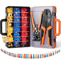 Preciva Crimping Tool for Insulated Terminals Wire Connectors, AWG20-10 Ratchet Crimper with Automatic Wire Stripper and 380 Pcs Insulated Terminals Connectors