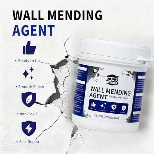 Breliter Drywall Patch Repair Kit - Drywall Repair Kit for Wall Texture, Holes, Cracks, Graffiti & Stains, Patches/Scrapers/Sandpaper/Texture Sponge/Putty Knife, Formaldehyde-Free, White (8.8oz)