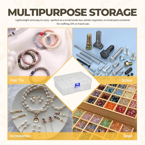 15pcs Small Bead Organizer Box with Hinged Lids, 2.2x2.2x0.79 Inch Clear Plastic Storage Containers for Diamond Painting Art, Craft, Nails, Screw & Mini Parts