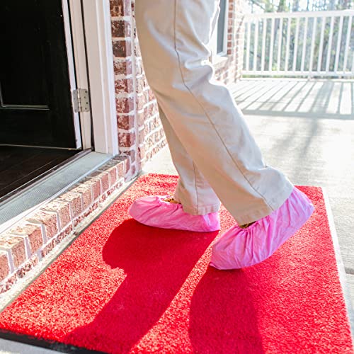 ShuBee Waterproof Shoe & Boot Covers Slip-Resistant Disposable for Plumbing Construction Floor Protection - 40 Pair - color: Pink