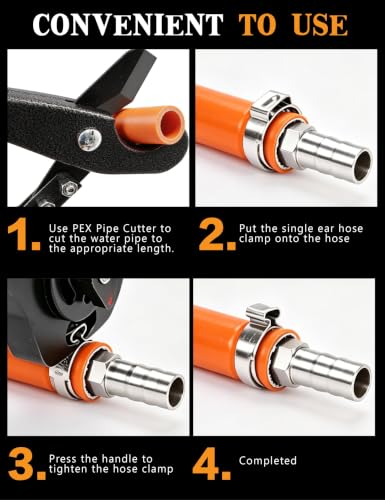 500PCS 20 Size Single Ear Hose Clamp Kit and PEX Crimping Tool,Cinch&Remove - size: 500 PCS 20 Size