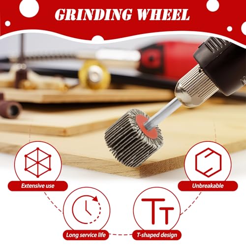 60Pcs Flap Wheel Set, 80 Grit 1/4" Shank Sanding Wheels
