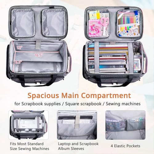 AMOIGEE Rolling Craft Bag with Wheels for Sewing Machine & Craft Supplies - color: Grey - Black, size: With Wheels