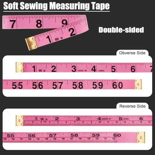 2 Pack Soft Tape Measure Retractable Measuring for Body Fabric Sewing Tailor Cloth Knitting Craft Weight Loss Measurements 60-Inch Soft Pink & Retractable Black Dual Sided Tape Measure Body Measuring