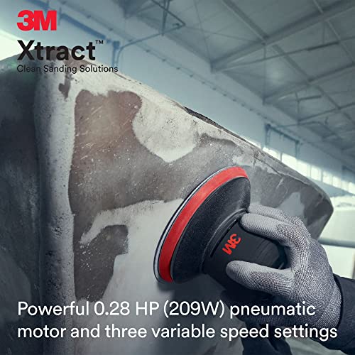 3M Pneumatic Random Orbital Sander, 88952, 6 in, Non-Vacuum, 3/8 in Orbit, Lightweight and Comfortable, 12000 RPM, .28 HP (209W) Motor, Variable Speed - size: 6 in, 3/8 in Orbit, style: Non-Vacuum
