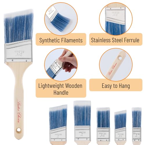 Bates Angle Paint Brushes - 1.5-Inch, 12 Pack, Treated Wood Handles for Walls, Furniture & Stain - color: Wood Handle Angle, size: 12 Pack, 1.5"