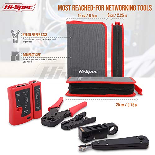 Hi-Spec Network Cable Tester Tool Kit for CAT5 CAT6 RJ11 RJ45 Punchdown