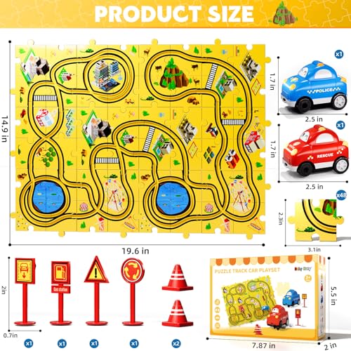 Beby Buty 48PCS Puzzle City Racer Car Track Set Toys for Kids, Toys Gifts for 3 4 5 Year Old Boys, Puzzle Racer Kids Car Track Set Ages 3-5 4-6, 3 4 5 Year Old Boys - style: 48 PCS City Theme
