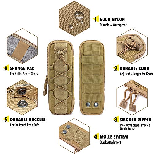 WYNEX Tactical Small Molle Pouch Nylon Knife Sheath for Belt Hunting Gear - color: Kahki - Large