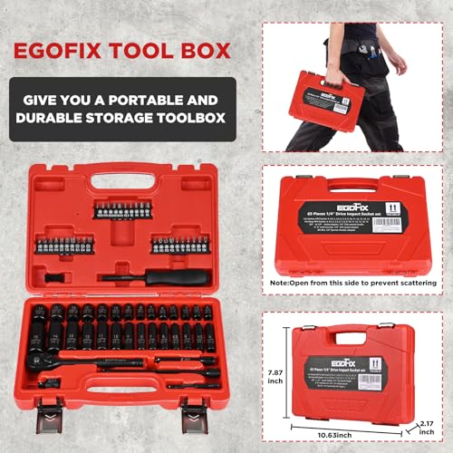 1/4" Ratchet Wrench Socket Set 65 Piece, Metric Shallow Socket (4-15mm) and Deep (4-15mm), with 72-Teeth Ratchet, Screwdriver Bit Set, Small Tool Kit for Home Use and Automotive Repair - color: 1/4-65pcs